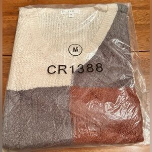 E&M Colorblock Knit Sweater - Cream, Gray & Rust
